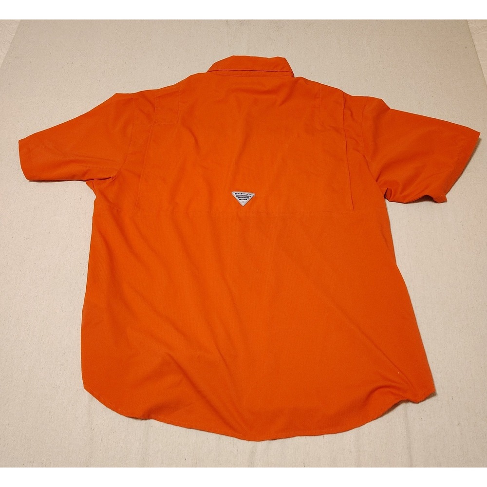 Columbia PFG Mens XL Orange Short Sleeve Fishing Shirt Omni-Shade Ripstop Vent - Picture 6 of 9